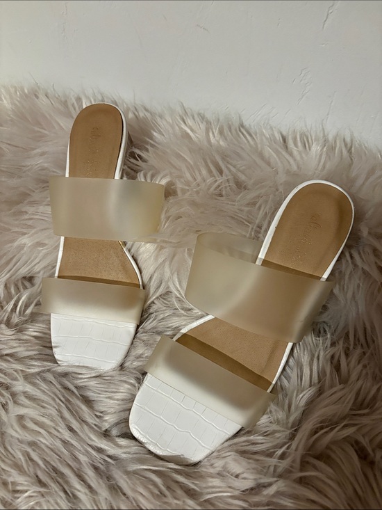 Altar'd State Shoes - Alter’d State Clear Strap White Slide Sandals